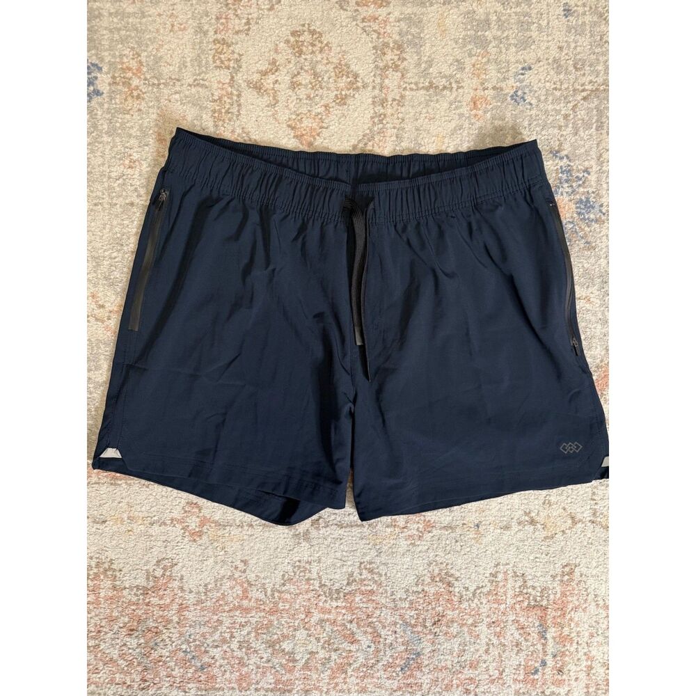 Leg3nd Men's Navy Performance Running Shorts XL Zip Pocket Athletic Gym Training